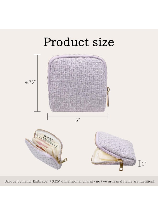 Arabest Travel Jewelry Case - Small Jewelry Organizer for Bracelets Necklace Healing Crystal, Portable Earring Ring Organizer with Zipper Pouches for Traveling Gift for Women, Violet Purple - Image 4